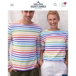 EUC Saint James L'Atelier Minquiers PRIDE SHIRT Striped Long Sleeve 4XL $165